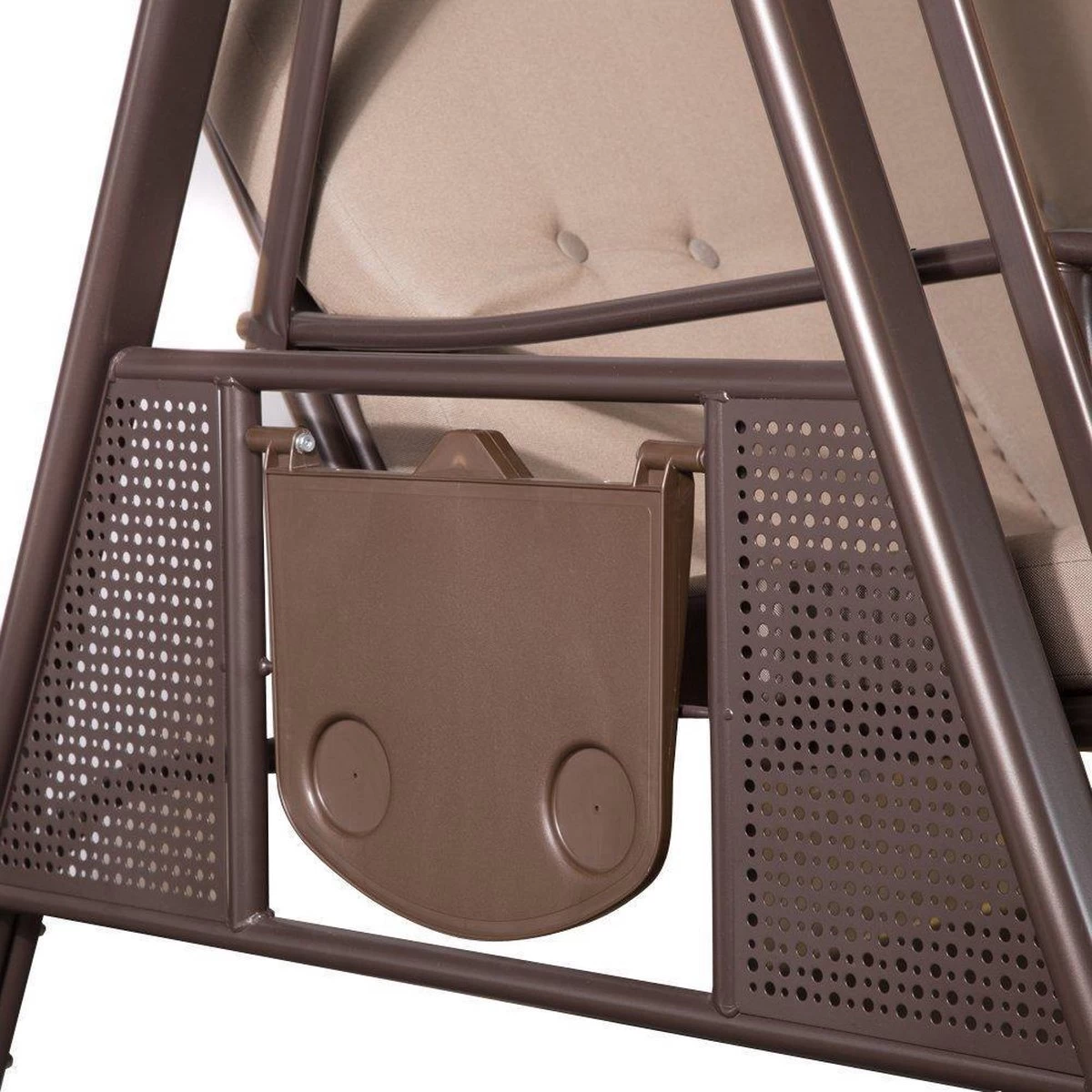 SORARA® Luxe Schommelbank Met Zonnescherm - Bruin - Zware Kwaliteit. - Afbeelding 4