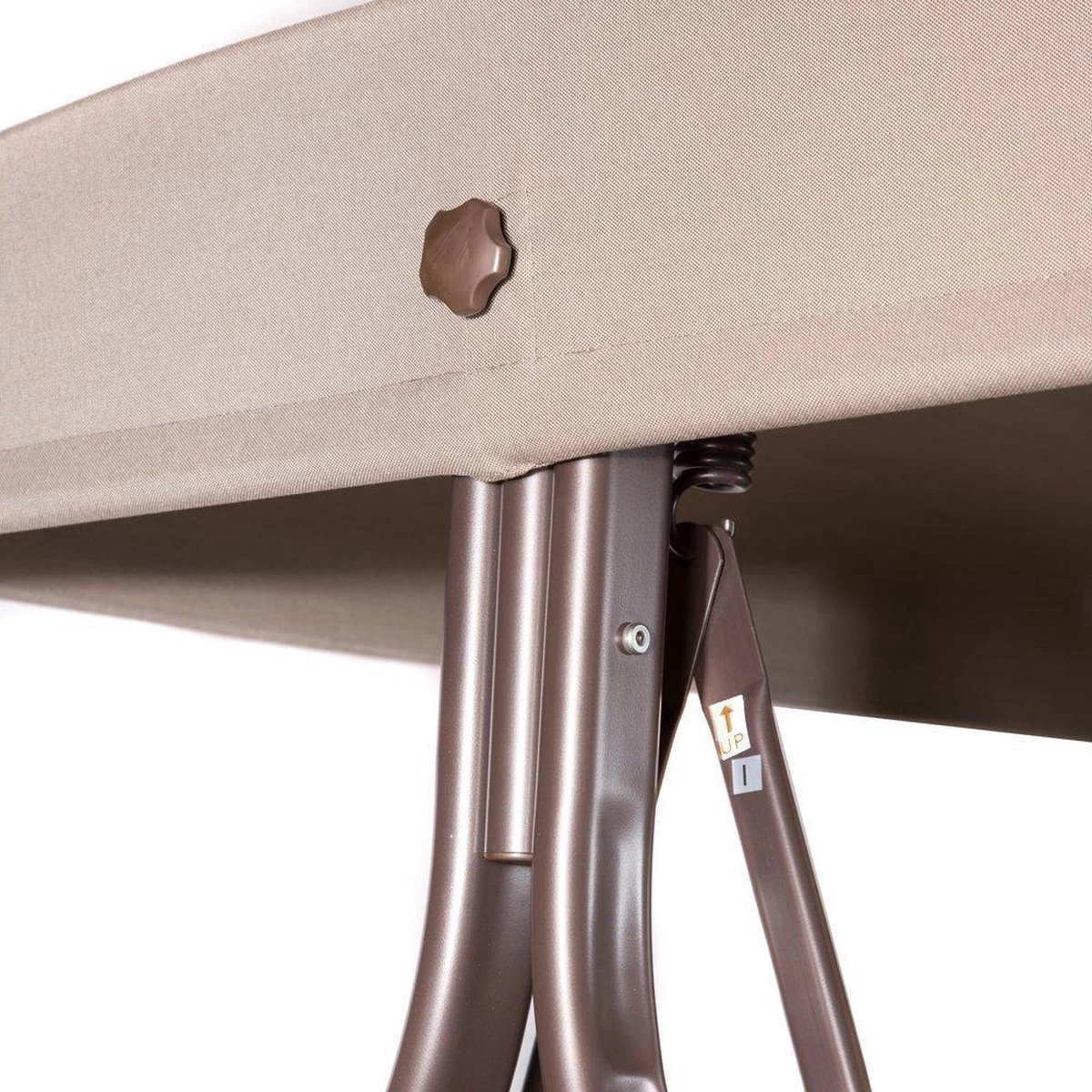 SORARA® Luxe Schommelbank Met Zonnescherm - Bruin - Zware Kwaliteit. - Afbeelding 8