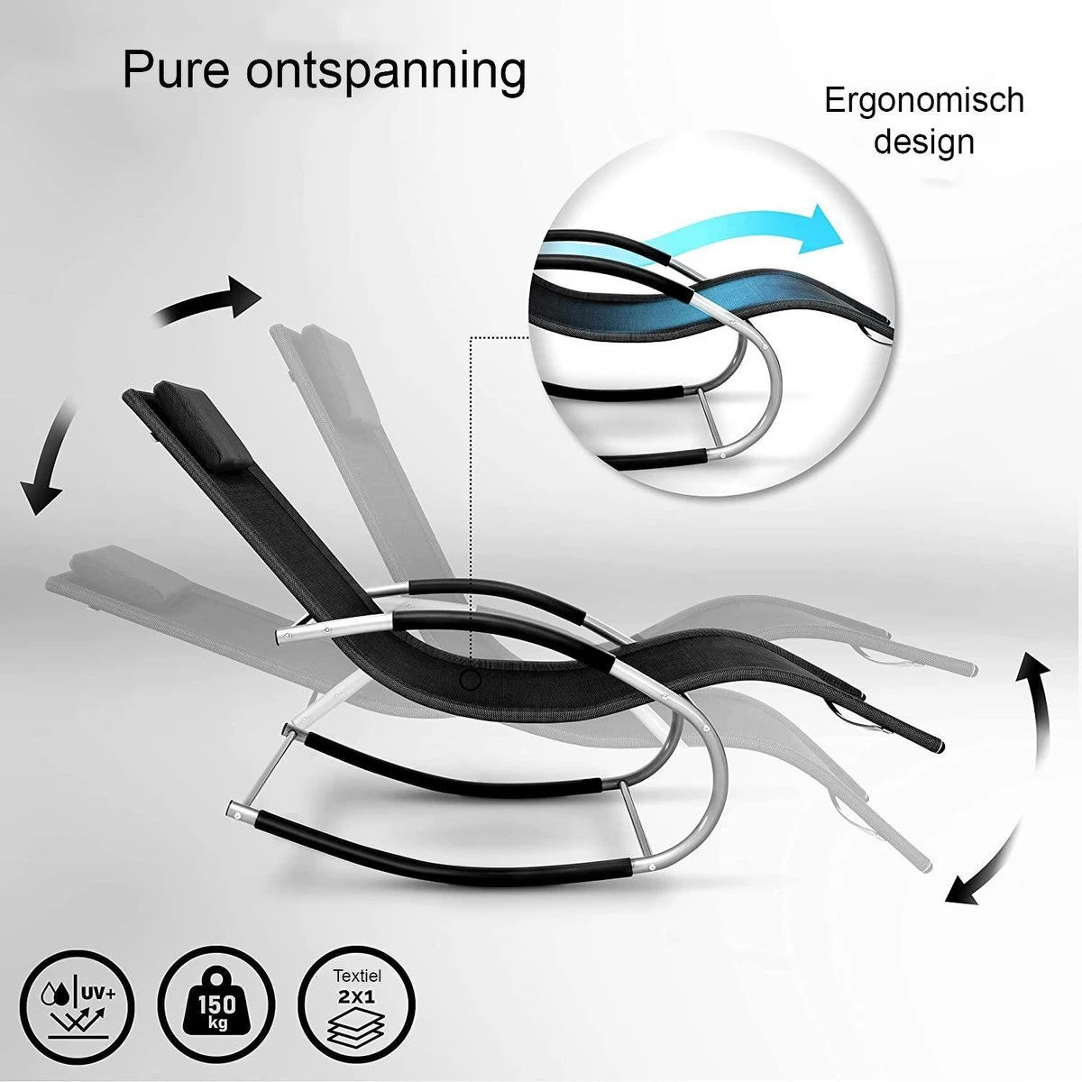 Sens Design Zonnebed - Ligbed - Weerbestendig - Zwart - Afbeelding 4