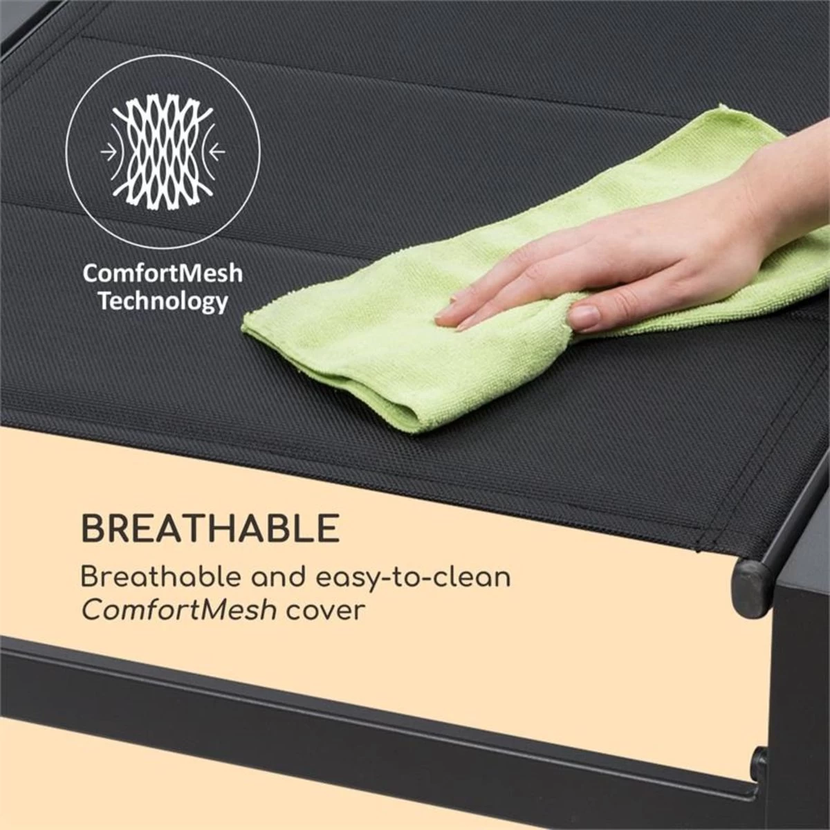 Blumfeldt Renazzo Lounge Ligstoel - Ligbed Voor De Tuin - Aluminium Tuinstoel - 6 Standen - Waterafstotend - Bekleding Van 70 % Pvc En 30 % Polyetheen - Zwart - Afbeelding 4