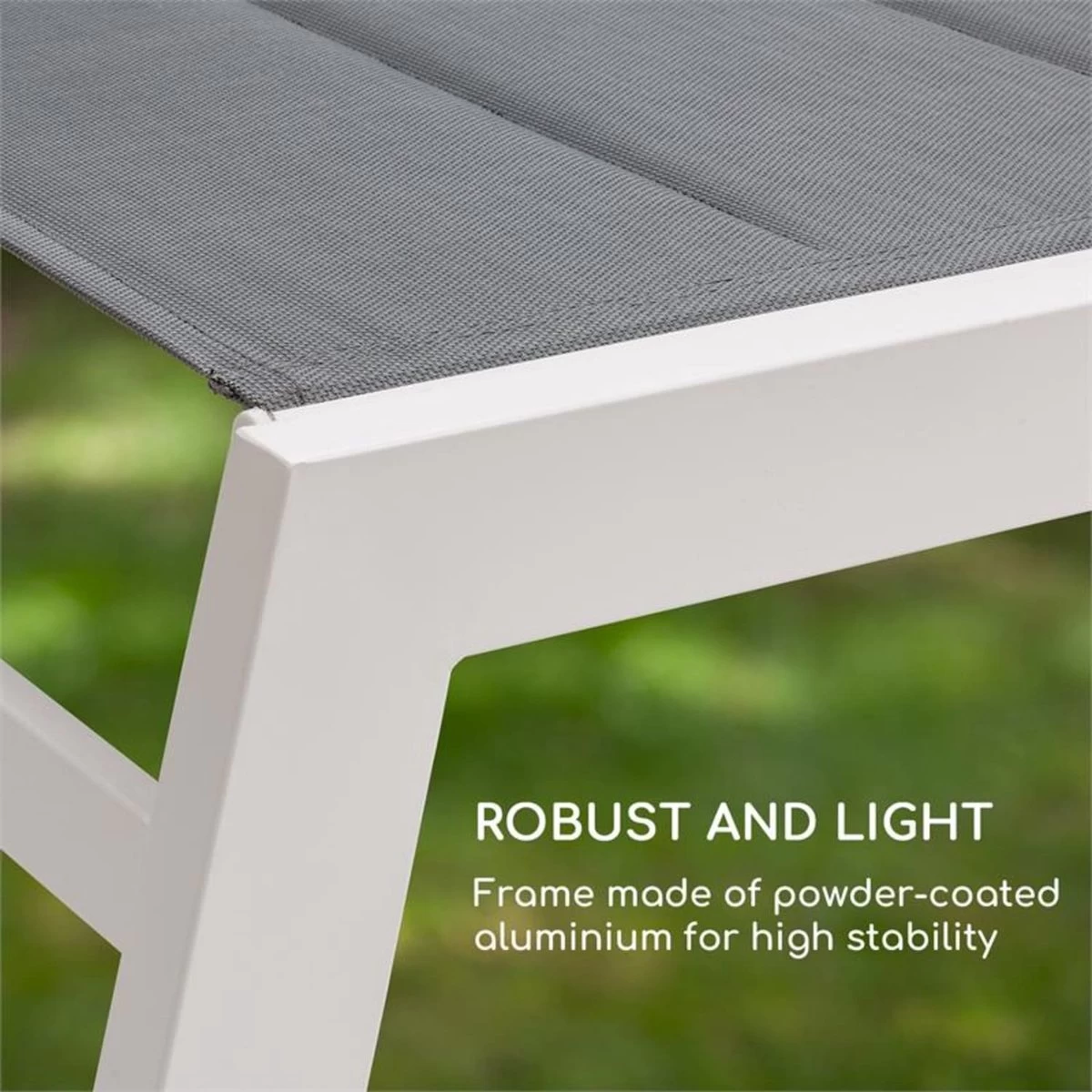 Blumfeldt Renazzo Lounge Ligstoel - Ligbed Voor De Tuin - Aluminium Tuinstoel - 6 Standen - Waterafstotend - Bekleding Van 70 % Pvc En 30 % Polyetheen - Grijs - Afbeelding 8