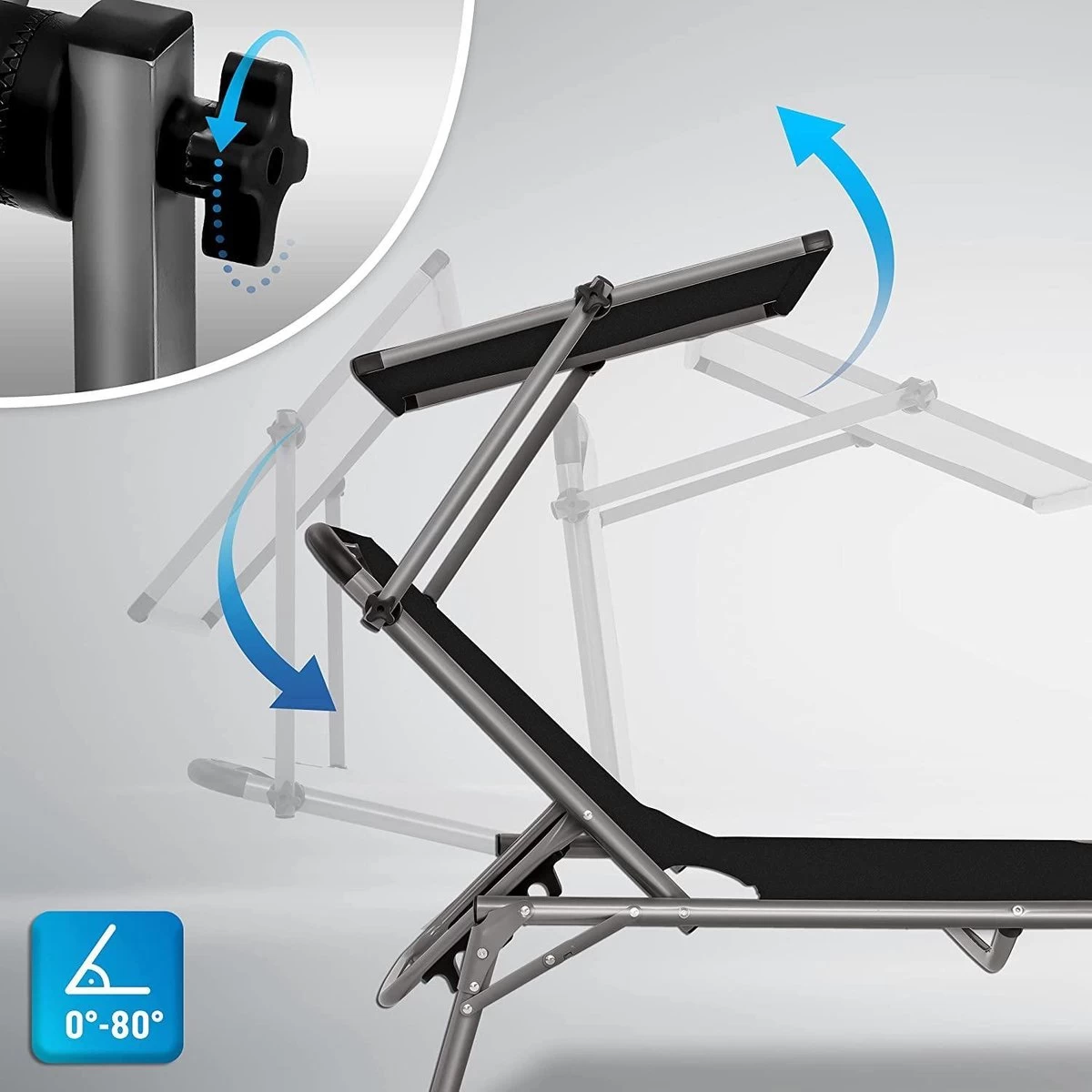 Sens Design Zonnebed - Ligbed Inklapbaar Met Zonneklep - Zwart - Afbeelding 7