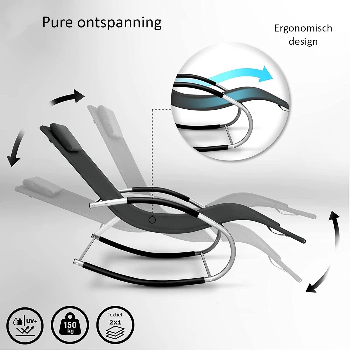 Sens Design Zonnebed - Ligbed - Weerbestendig - Antraciet - Afbeelding 4