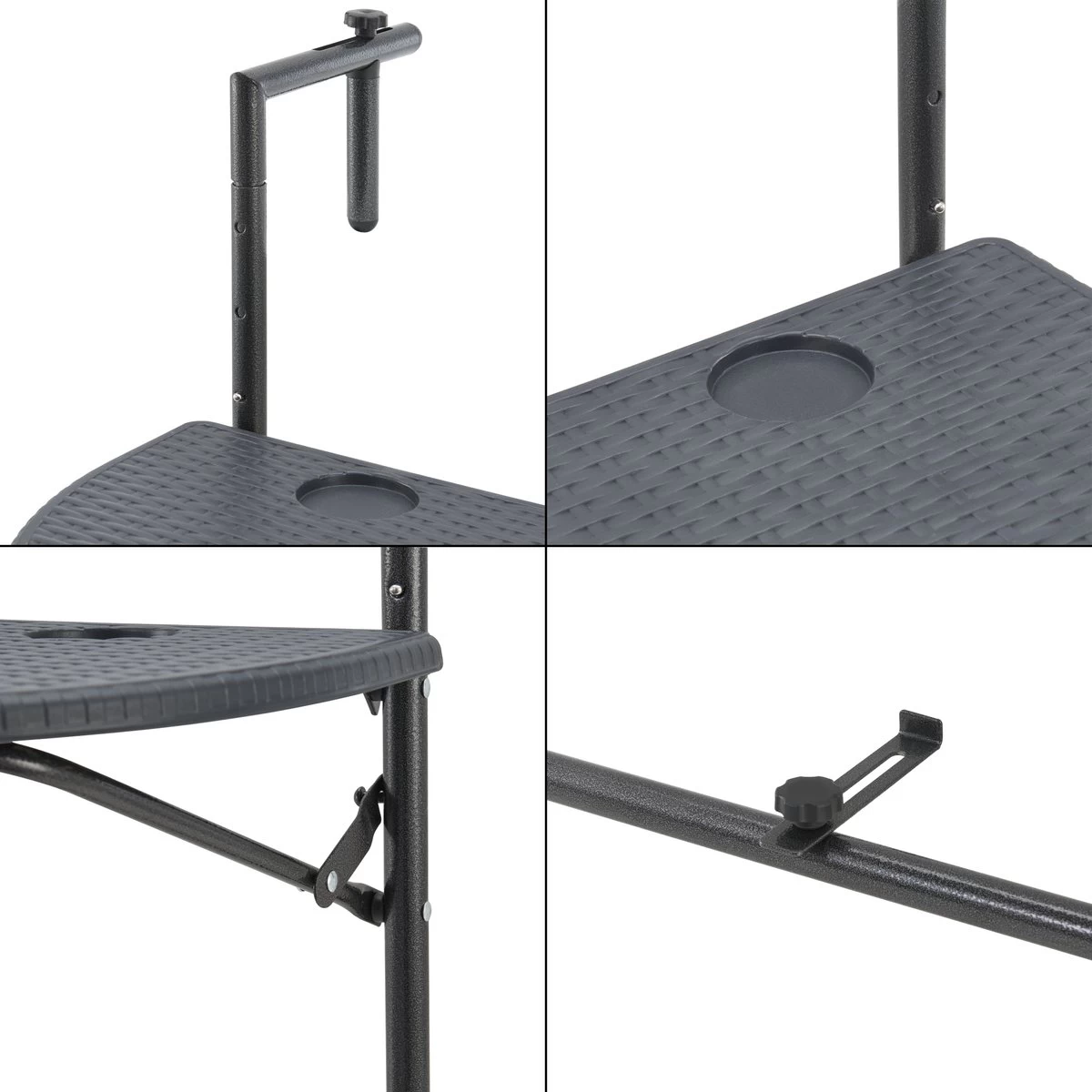 Balkontafel Cicala Inklapbaar 83,5x60x64 Cm Donkergrijs - Afbeelding 7