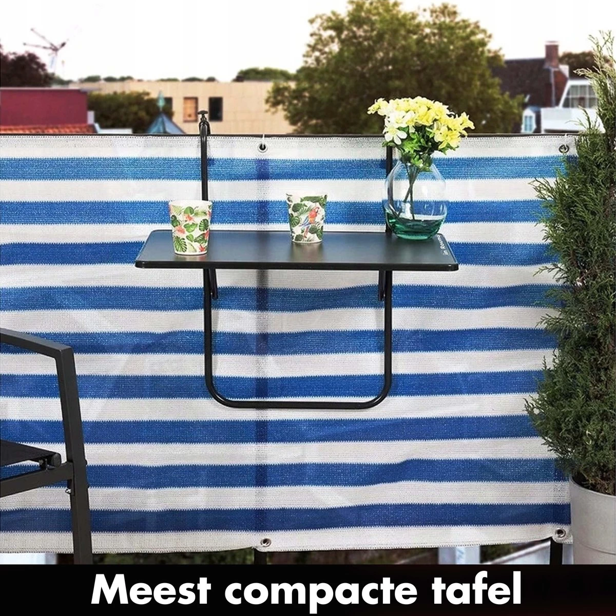 Balkontafel Inklapbaar – Zwart – 60 X 60 X 70 Cm – Hout Balkontafeltje Hangend Balkonbar Balkontafels Opklapbaar Hangtafel Balcony Table – Ophangbaar Voor Aan Het Balkon – Vouwtafel Wandtafel Inklapbare Tafel – Bijzettafel – Buiten Tafeltje Klaptafel - Afbeelding 8