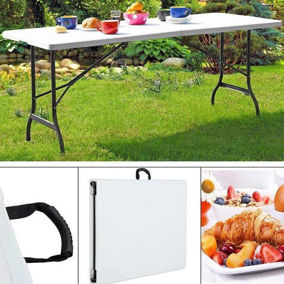 MaxxGarden Klaptafel - Inklapbare Tafel - Opvouwbare Tuintafel - Weerbestendig - Inclusief Handvat - 180x70x74 - Afbeelding 8