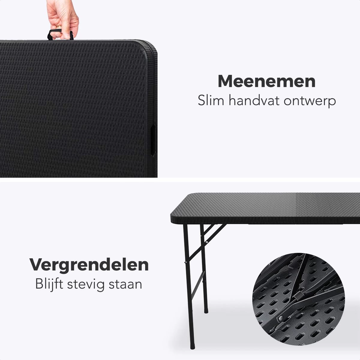LifeGoods Klaptafel - Inklapbaar - 120 Cm - 4 Personen - Zwart - Afbeelding 5