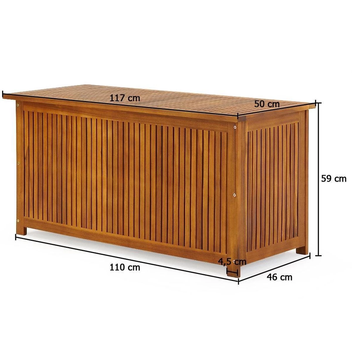 Casaria Opbergbox Acacia Hout – Weerbestendig 115cm - Bruin - Afbeelding 9