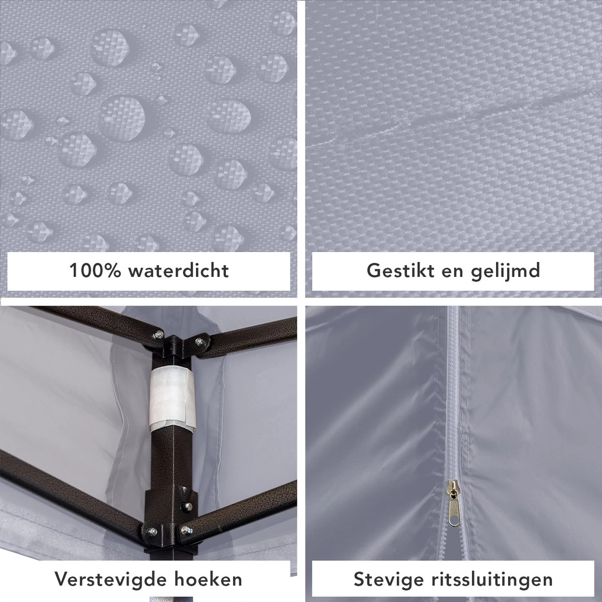 LifeGoods Partytent - 3x3 M - Zijwanden - Easy Up - Opvouwbaar - Waterdicht - Draagtas Met Wieltjes - Donkergrijs - Afbeelding 9