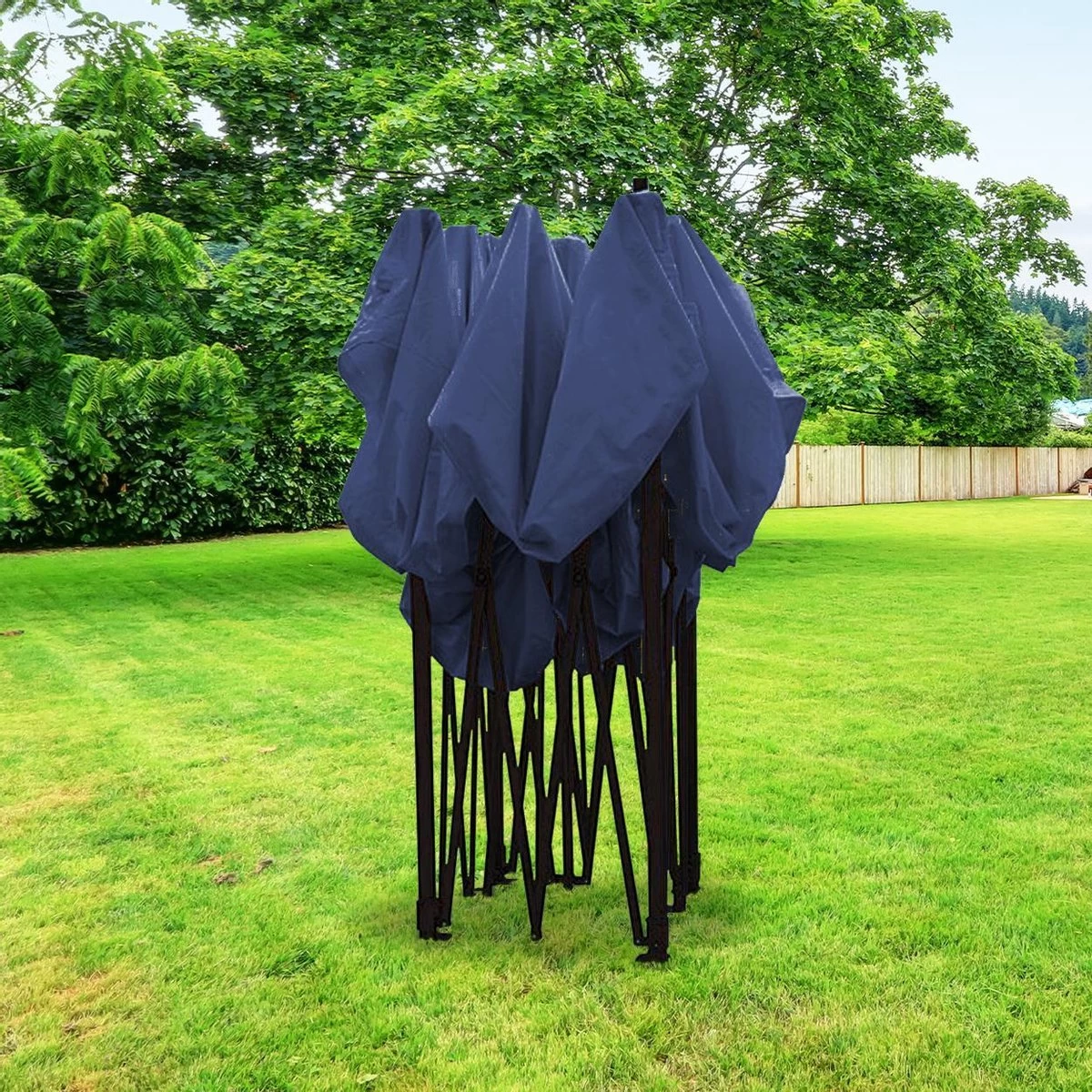 LifeGoods Partytent - 3x3 M - Easy Up - Opvouwbaar - Waterdicht - Draagtas Met Wieltjes - Donkerblauw - Afbeelding 7