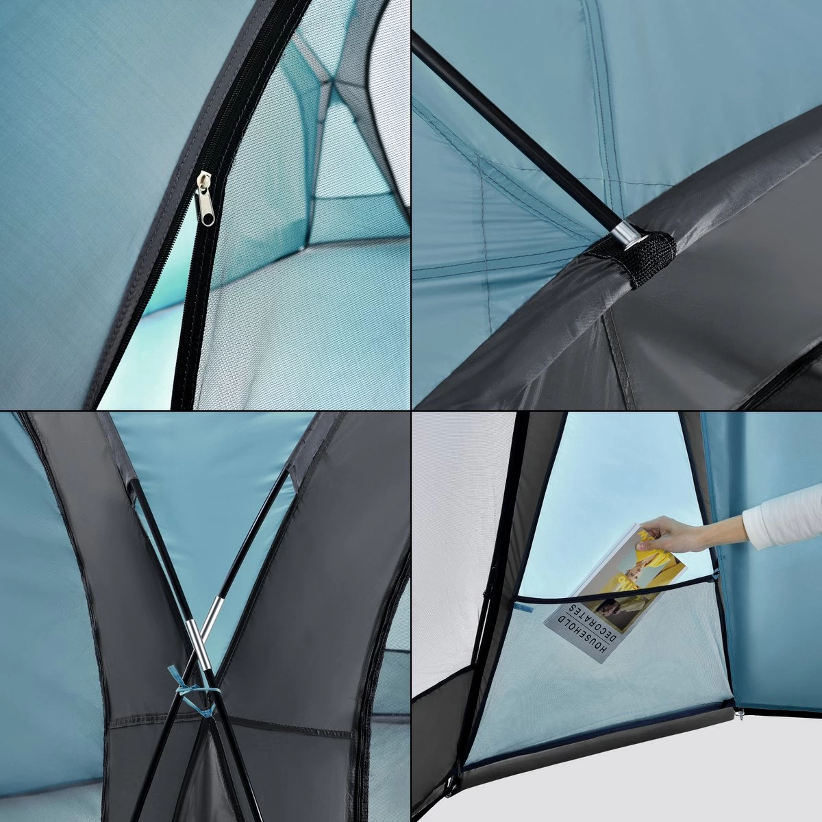 Pro-Tec Paviljoen Grästorp Met LED-verlichting 345x345x247 Cm Lichtblauw - Afbeelding 5