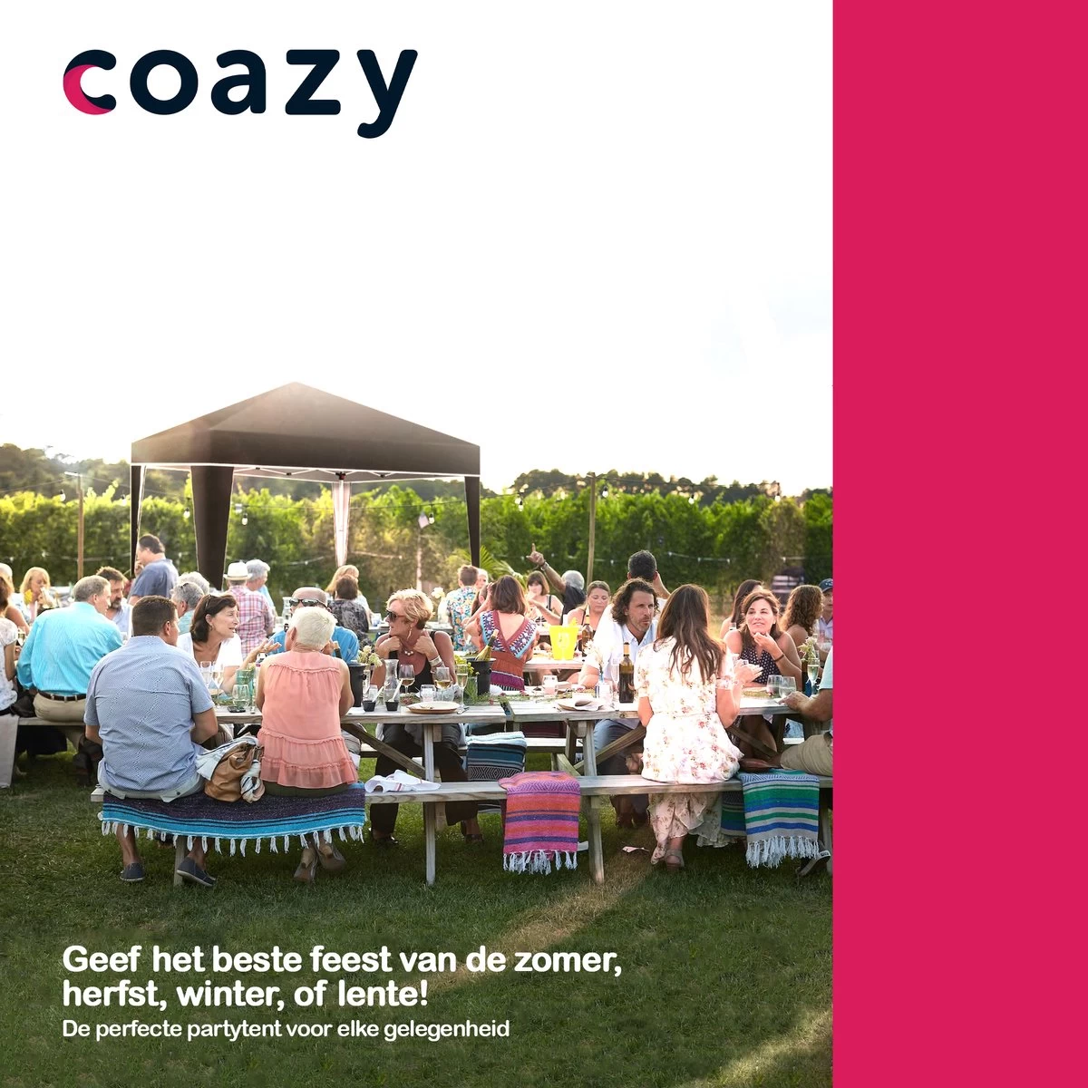 Coazy Waterdichte Partytent 3x3 Meter Opvouwbaar - Paviljoen - Easy Up - Pop-up Tent Met Haringen, Touw En Anti Slip Poten - Waterdicht - Partytenten Weerbestendig - Afbeelding 6