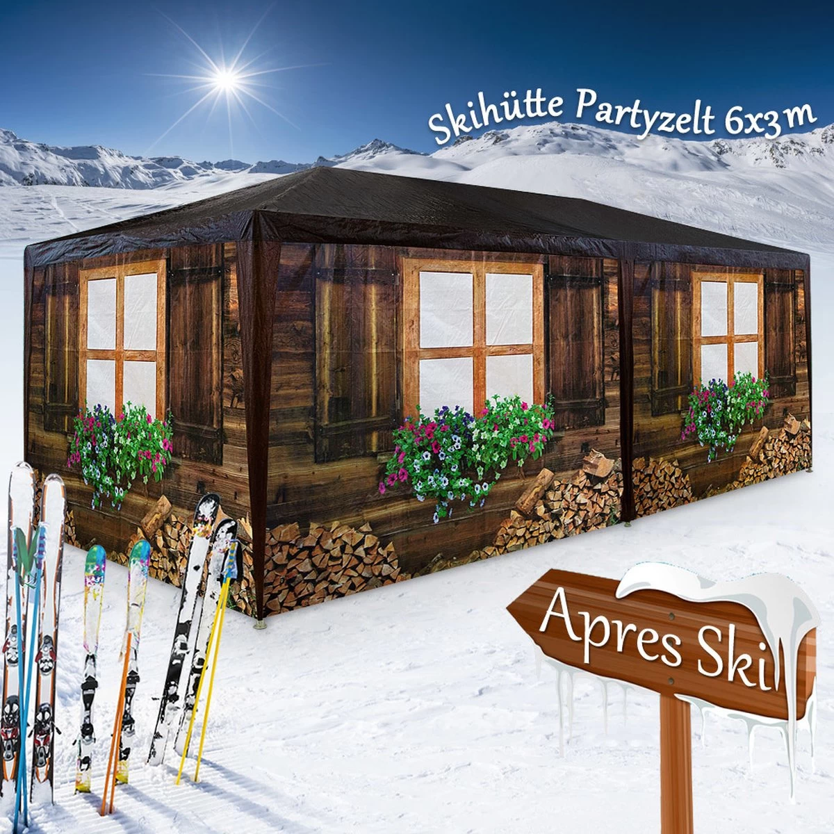 Casaria Apres-Ski Hut Party Tent - 18m² - 3x6m Met 6 Zijpanelen - Afbeelding 2