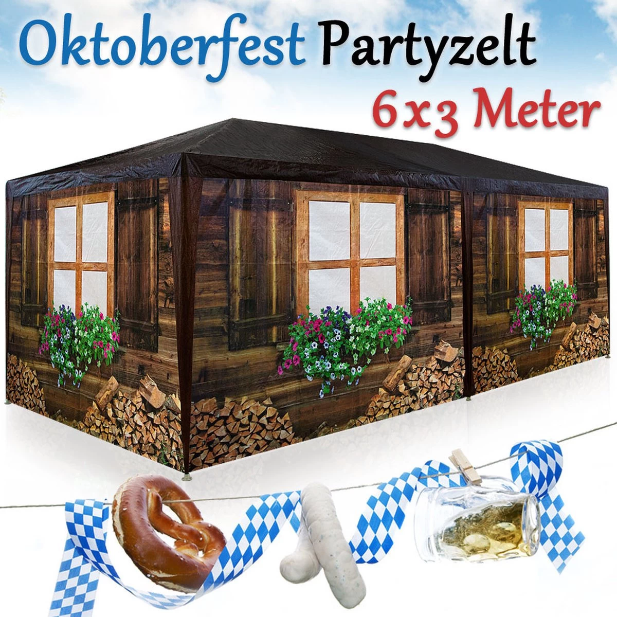 Casaria Apres-Ski Hut Party Tent - 18m² - 3x6m Met 6 Zijpanelen - Afbeelding 7