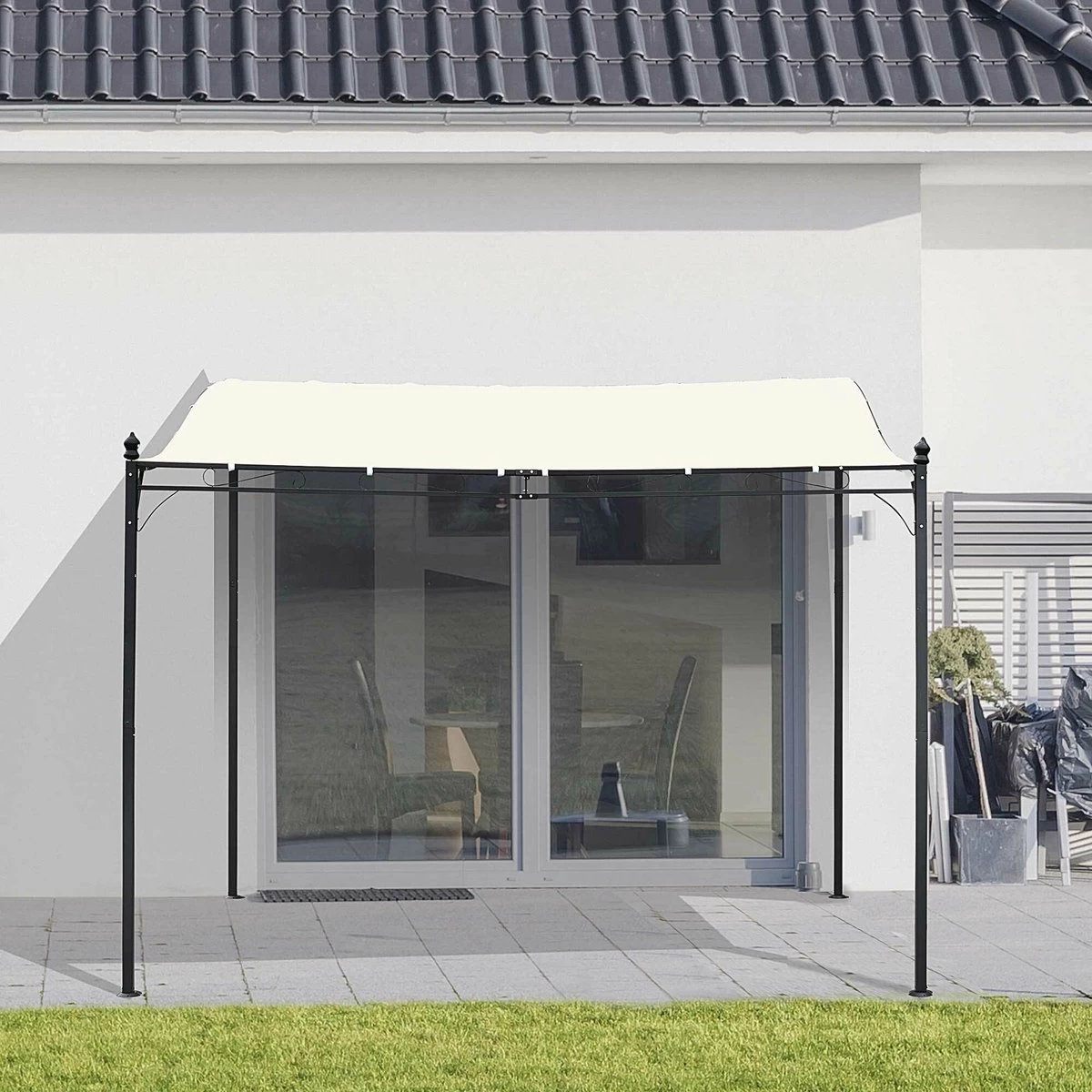 Outsunny Pergola Partytent Paviljoen Overkapping Tent Metaal Crème 297x297 Cm 84C-038 - Afbeelding 9