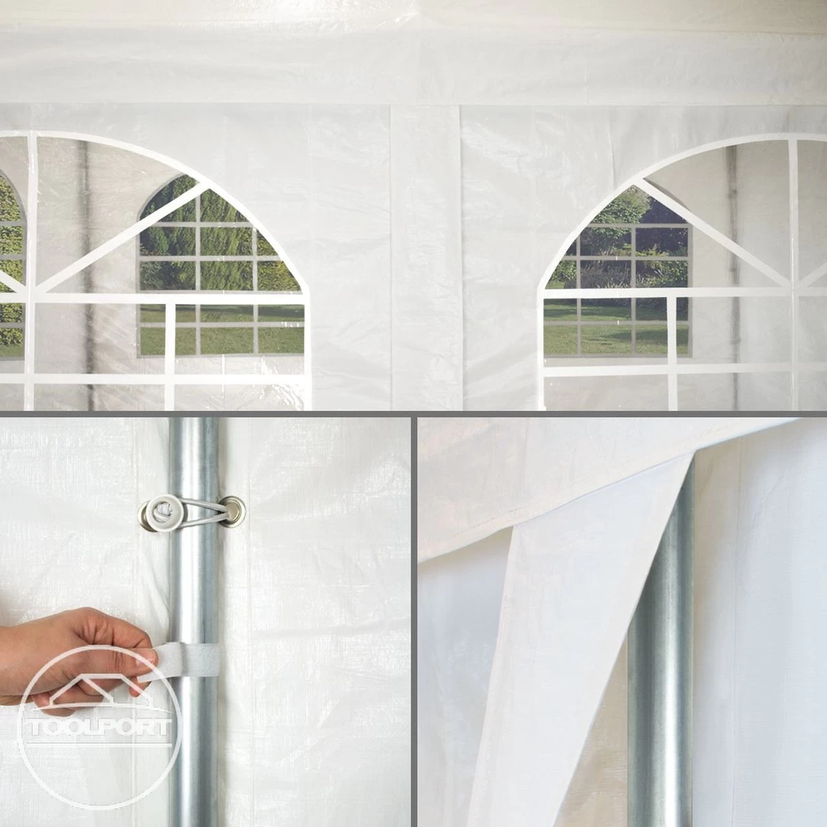 Hoogwaardige Partytent 3x6 M Van 240 G/m² PE Zeil Tuintent Feesttent Waterdicht In Wit - Afbeelding 7