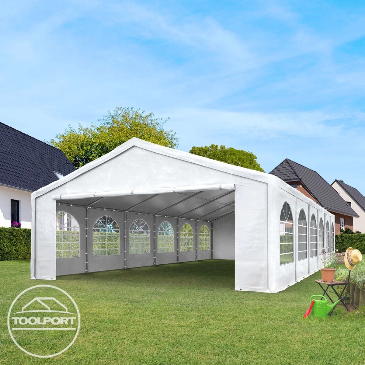 Hoogwaardige Partytent 3x6 M Van 240 G/m² PE Zeil Tuintent Feesttent Waterdicht In Wit - Afbeelding 10