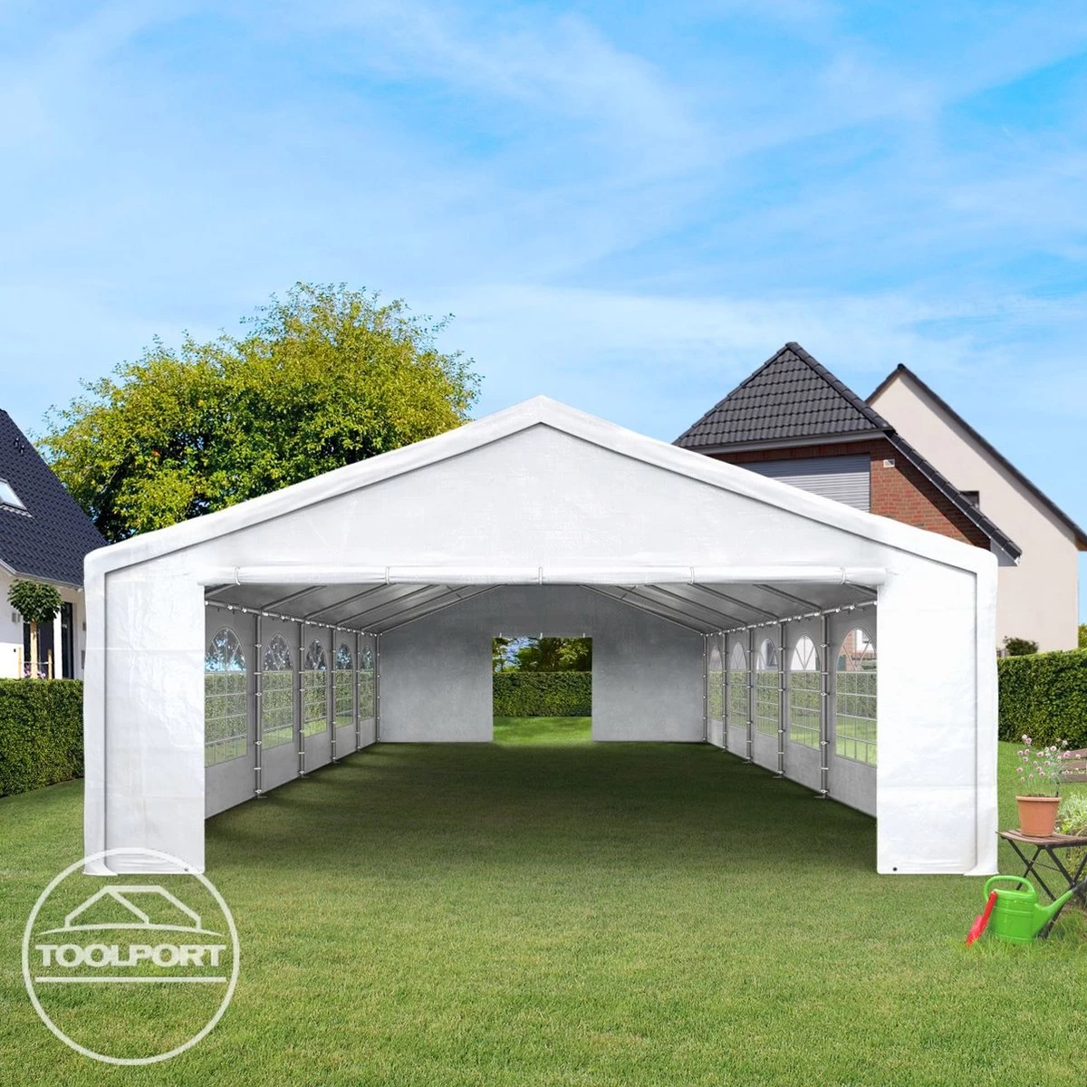 Hoogwaardige Partytent 3x6 M Van 240 G/m² PE Zeil Tuintent Feesttent Waterdicht In Wit - Afbeelding 11