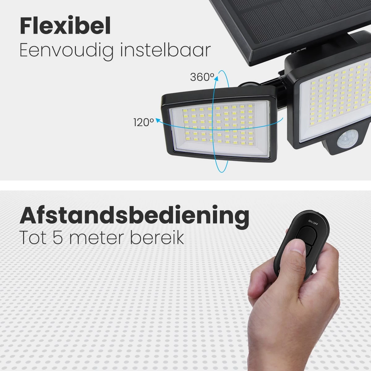 Auronic Buitenlamp - Zonne-energie - Bewegingssensor - 210 LED's Wandlamp - Tuinverlichting - IP65 - Zwart - 2 Stuks - Afbeelding 5