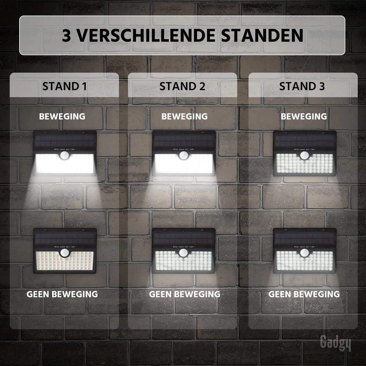 Gadgy Solar Buitenlamp Met Bewegingssensor - Wandlamp Set Van 2 - 78 Led's - Tuinverlichting Op Zonne-energie - IP45 Waterdicht Voor Tuin / Wand / Oprit - Afbeelding 2