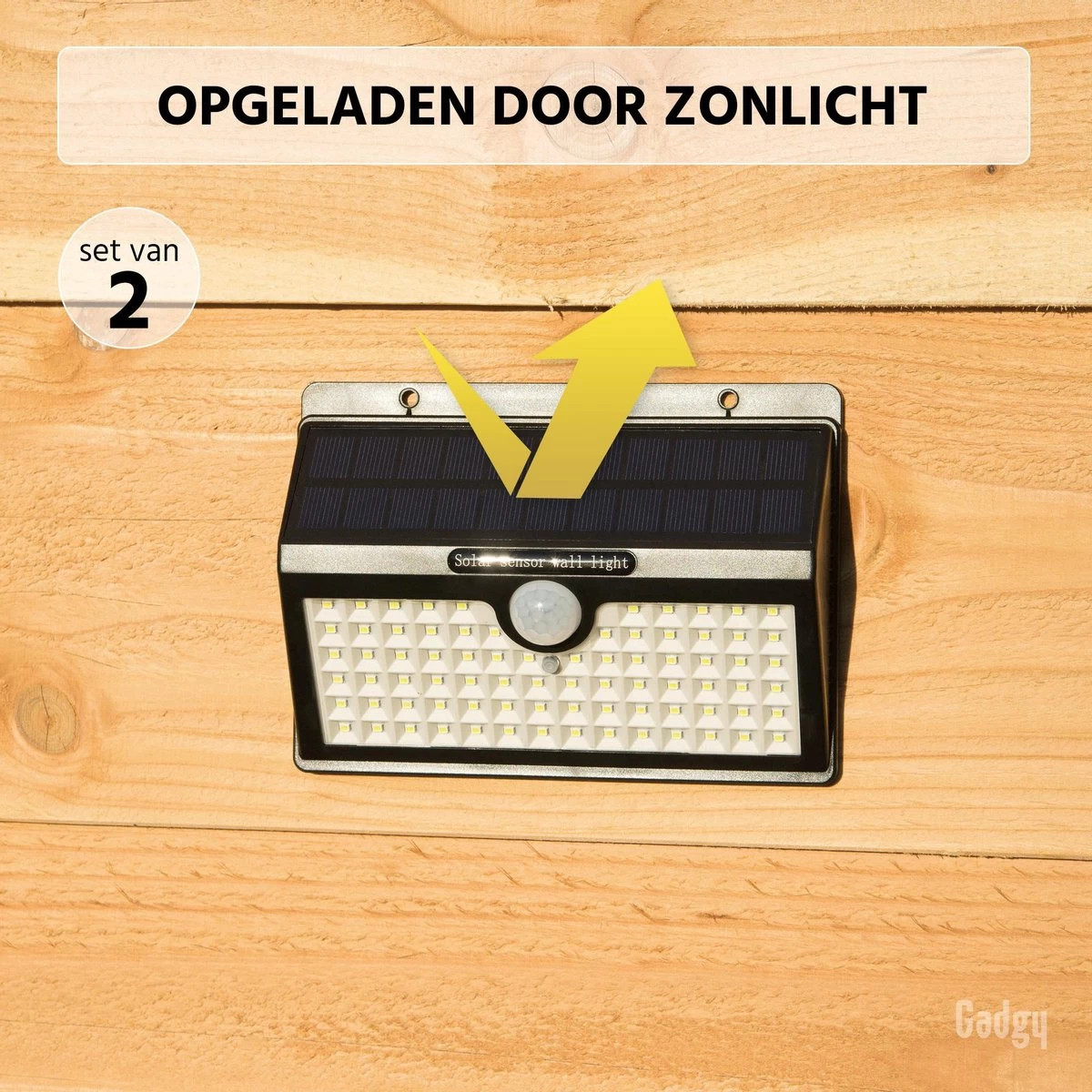 Gadgy Solar Buitenlamp Met Bewegingssensor - Wandlamp Set Van 2 - 78 Led's - Tuinverlichting Op Zonne-energie - IP45 Waterdicht Voor Tuin / Wand / Oprit - Afbeelding 5