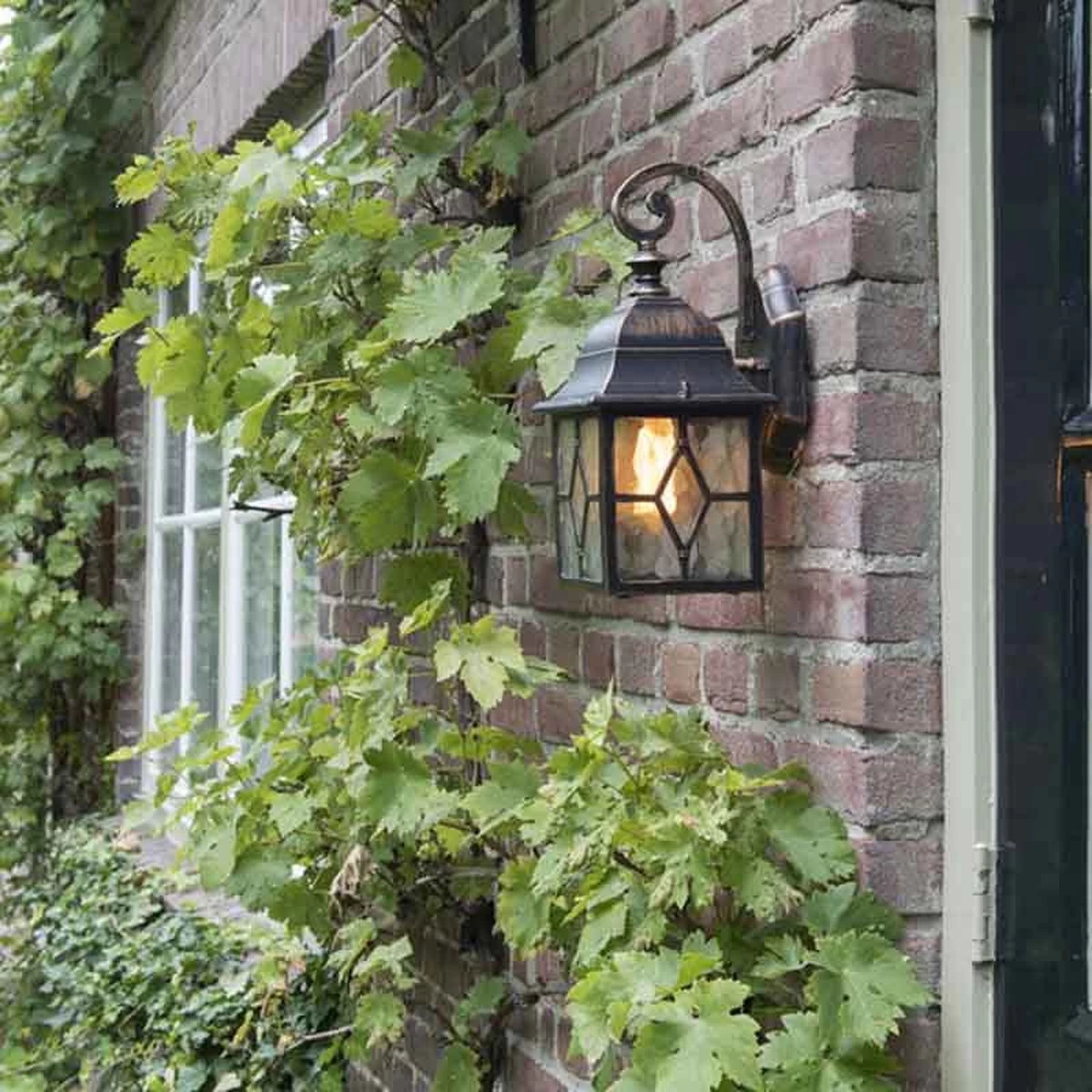 QAZQA Londen - Landelijke Wand Lantaarn Voor Buiten - 1 Lichts - D 180 Mm - Brons - Buitenverlichting - Afbeelding 2
