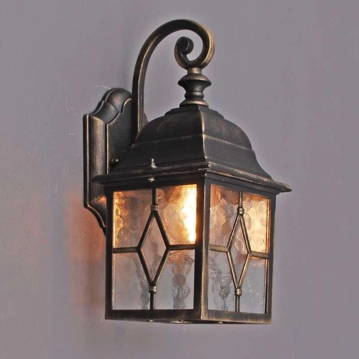 QAZQA Londen - Landelijke Wand Lantaarn Voor Buiten - 1 Lichts - D 180 Mm - Brons - Buitenverlichting - Afbeelding 4