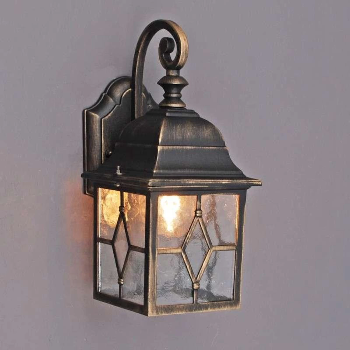QAZQA Londen - Landelijke Wand Lantaarn Voor Buiten - 1 Lichts - D 180 Mm - Brons - Buitenverlichting - Afbeelding 10