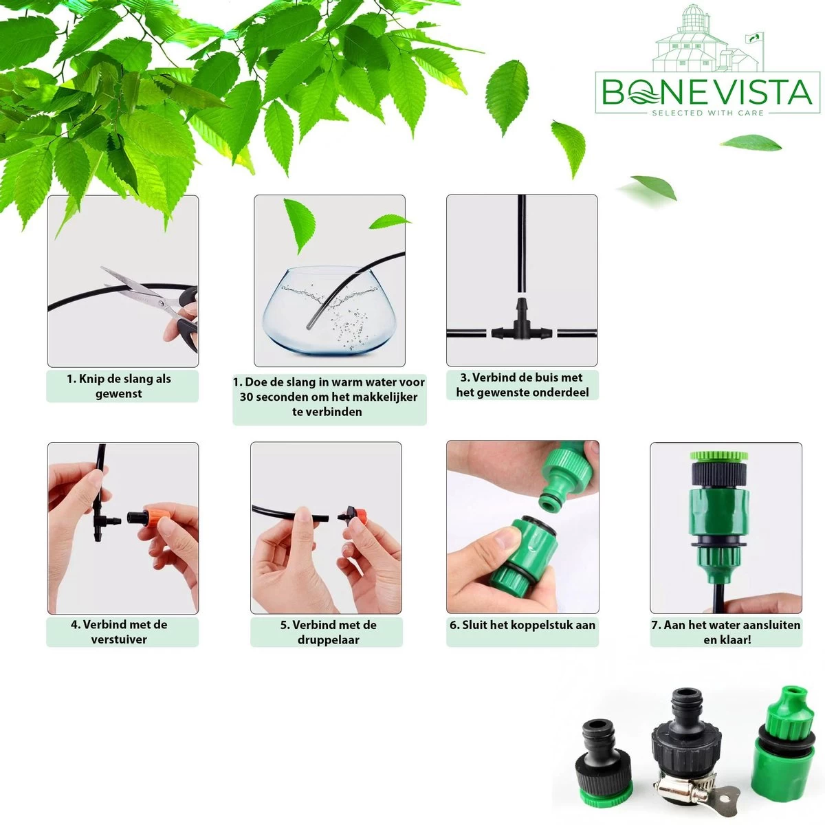 Bone Vista® 155 Stuks Water Druppelslang Irrigatiesysteem Tuin – Bewateringssysteem & Druppelsysteem - Afbeelding 7