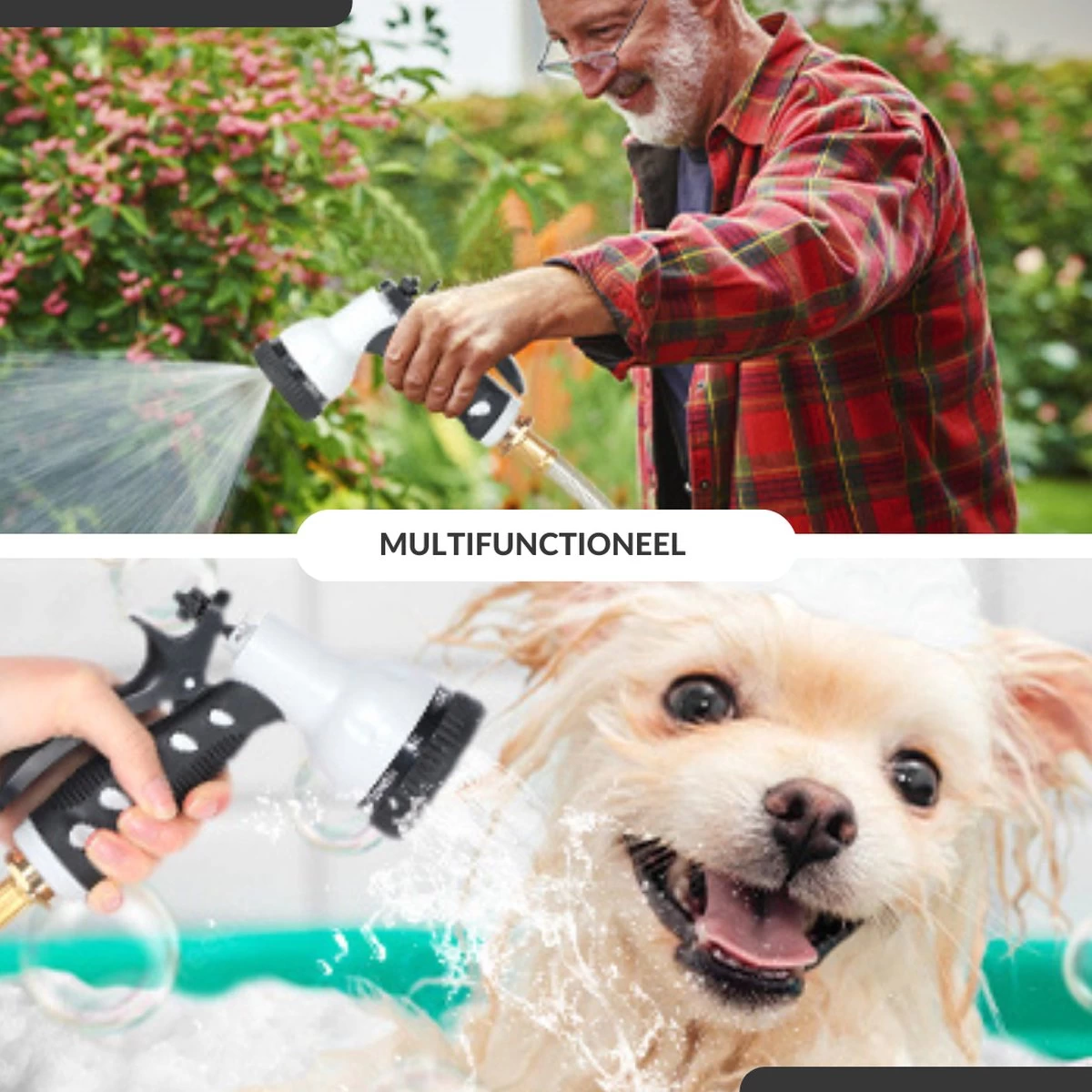 Buxibo - Wandslangenbox 20 Meter + 2 Meter - Tuinslang Met Haspel - 9 Sproei Standen - Slangenhouder 180° Draaibaar - Tuinslanghaspel Zwart+ Gratis Sproeier - Zwart - Afbeelding 2