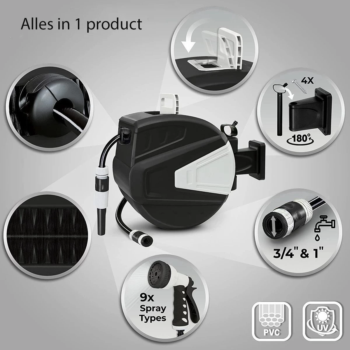 Sens Design Slanghaspel - Tuinslang Haspel - Automatisch - Zwart - 30m - Afbeelding 7