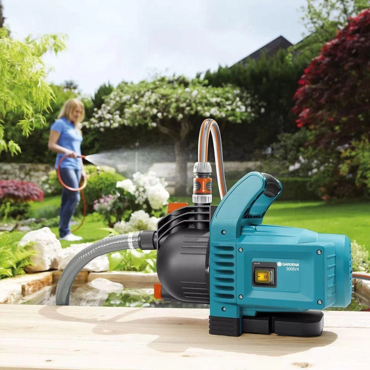 GARDENA - Classic Besproeiingspomp 3000/4 Compleet - Waterpomp - Incl. 3.5 M Aanzuigslang En 20 M Slang - Afbeelding 4