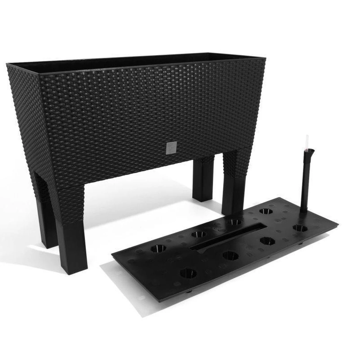 Prosperplast Kunststof Rato Plantenbak Op Poten Met Irrigatiesysteem Antraciet 80 X 33 X 62 Cm - 72 Liter - Balkonbakken/bloembakken - Afbeelding 7