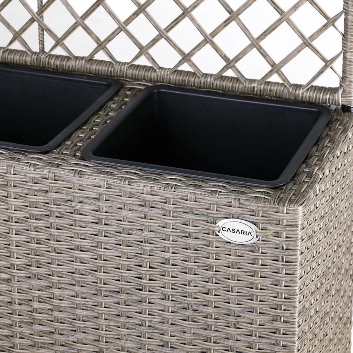 Casaria Polyrattan Bloembak – 3 Bakken Klimophek - Crème - Afbeelding 10