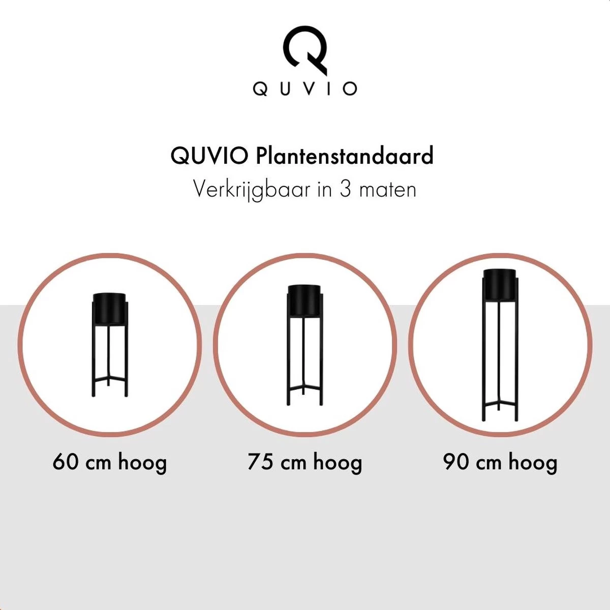 QUVIO Plantenstandaard Binnen - Inclusief Pot - Staande Plantenbak - Metaal - Bloempot - 22 X 22 X 60 Cm - Zwart - Afbeelding 9