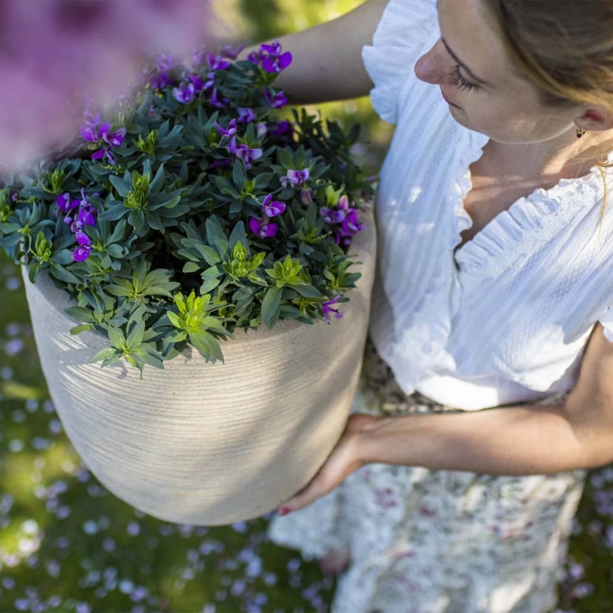 Capi Europe - Bloempot Bol Waste Rib NL - 35x34 - Terrazzo Beige - Voor Binnen En Buiten - KTBR932 - Afbeelding 5