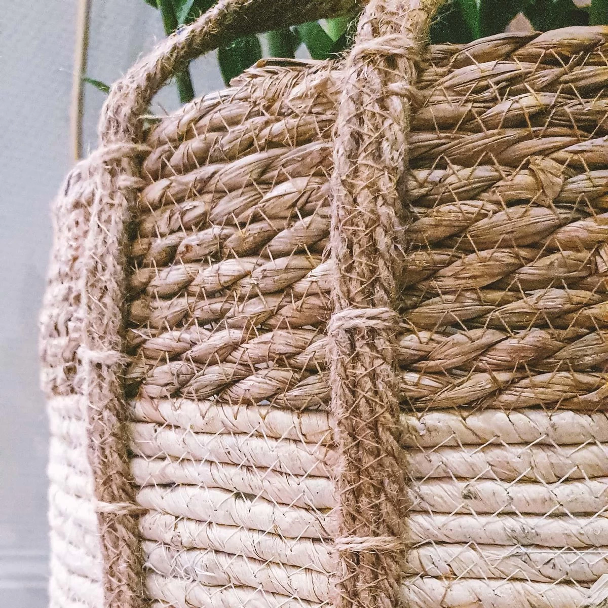 Merkloos Plantenmand 30x22cm Naturel Bruin – Multifunctionele Mand – Handgemaakt – Planten-houder – Planten Accessoires – Planten Mand - Afbeelding 4