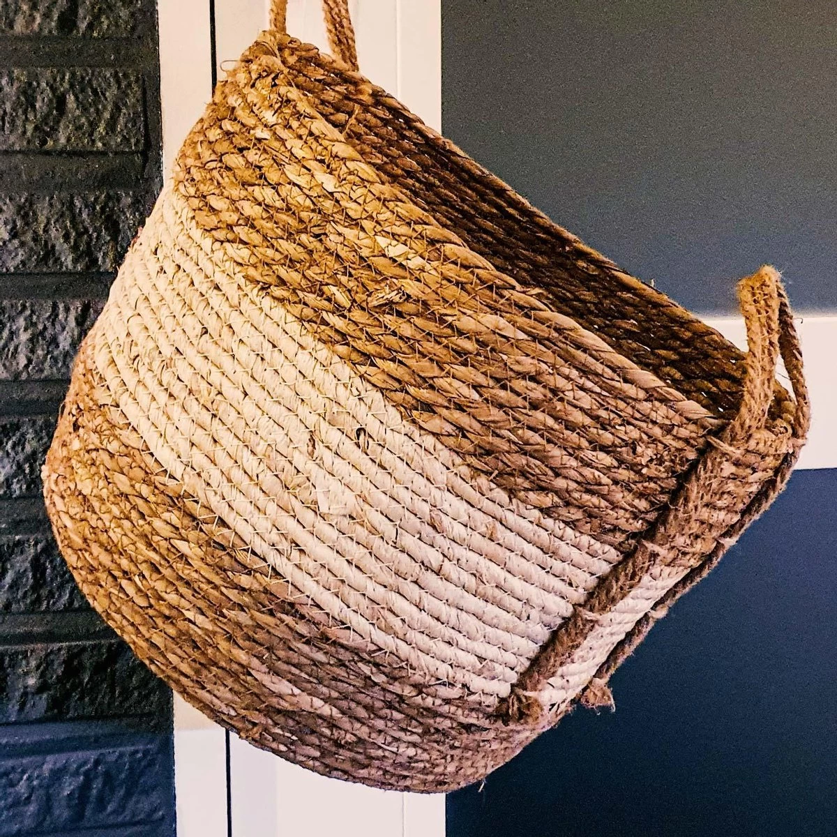 Merkloos Plantenmand 30x22cm Naturel Bruin – Multifunctionele Mand – Handgemaakt – Planten-houder – Planten Accessoires – Planten Mand - Afbeelding 5