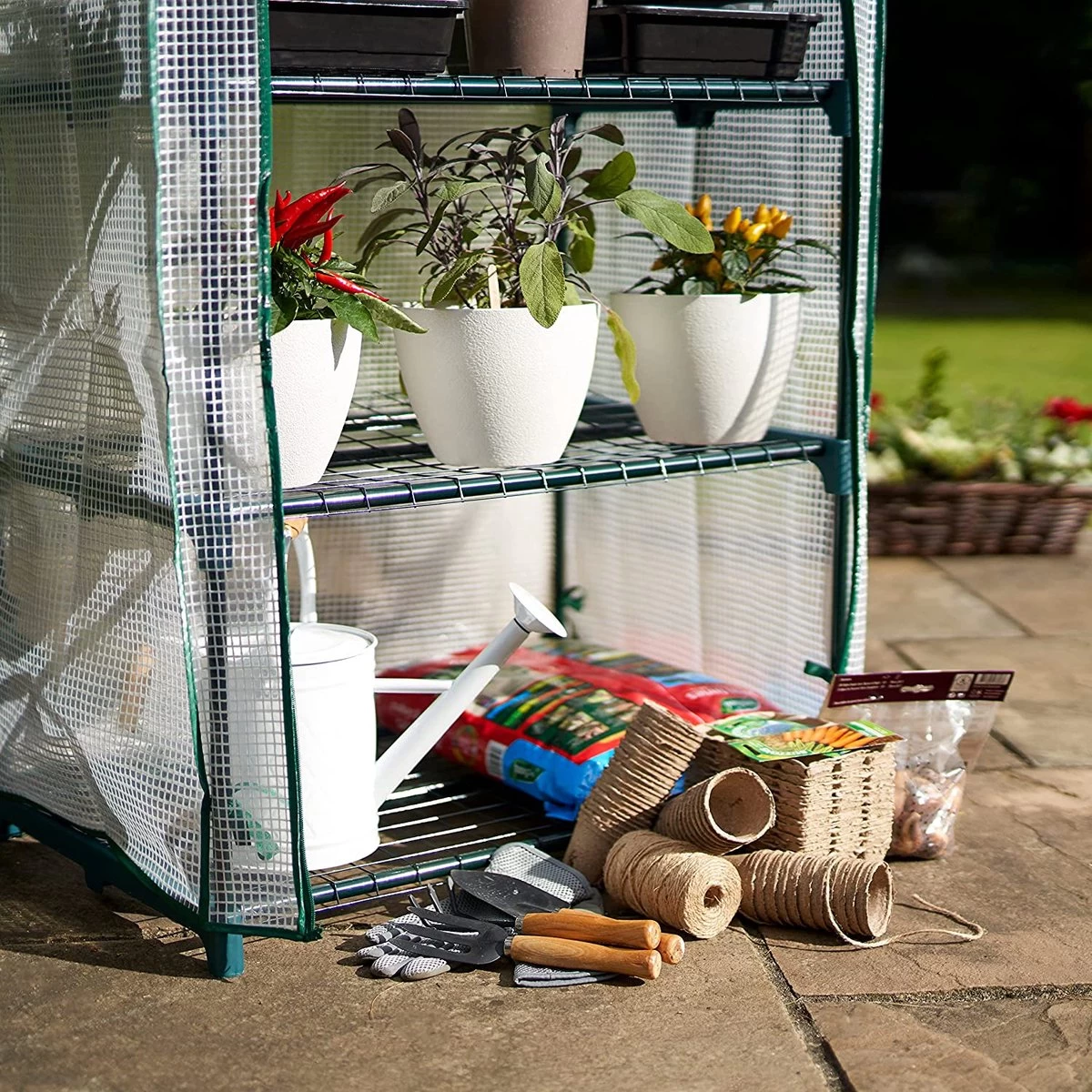 Bramble - Tuinkassen - 5 Lagen - Miniserre - Draadplanken - Gemakkelijk Te Monteren - 69 X 49 X 193 Cm - Afbeelding 3