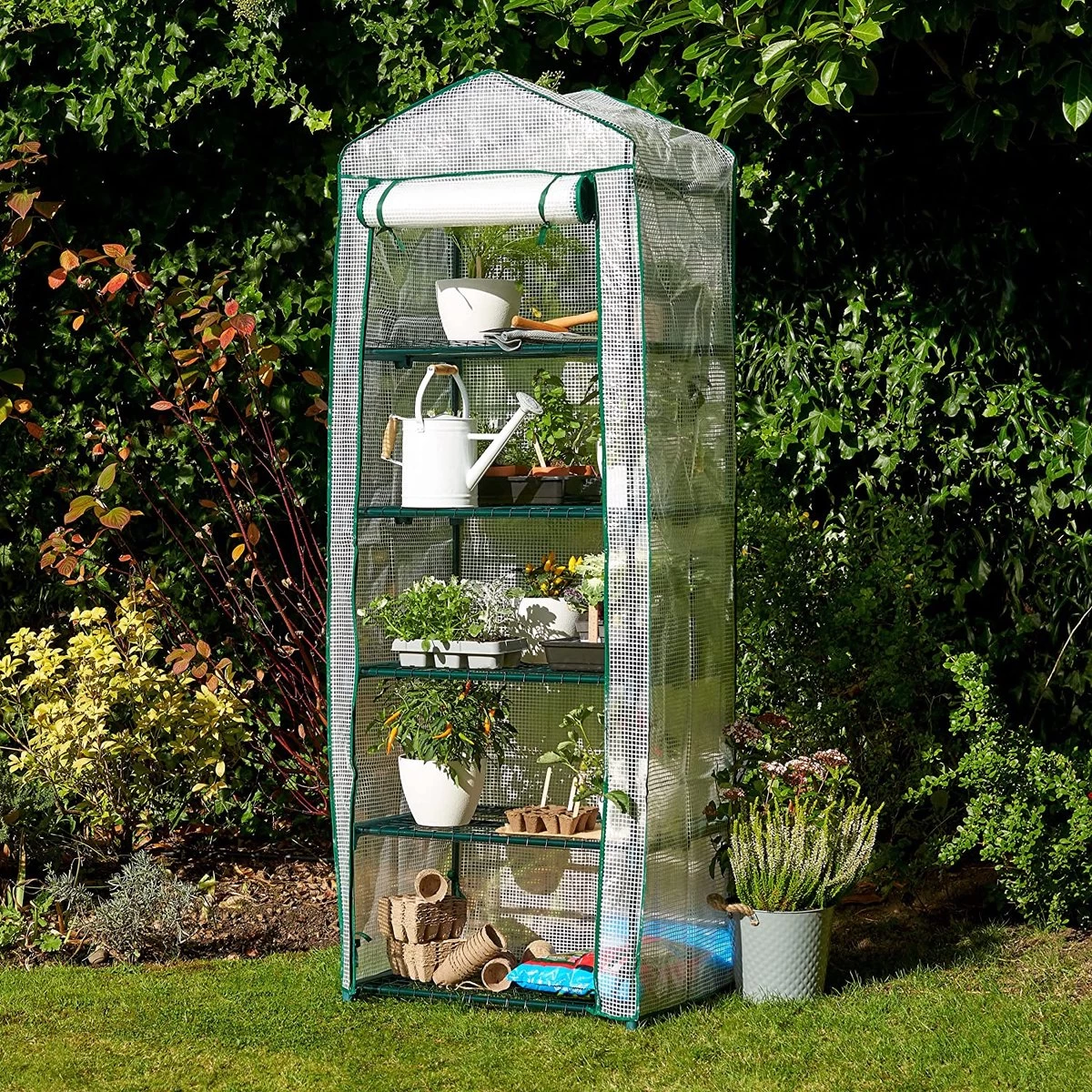 Bramble - Tuinkassen - 5 Lagen - Miniserre - Draadplanken - Gemakkelijk Te Monteren - 69 X 49 X 193 Cm - Afbeelding 5