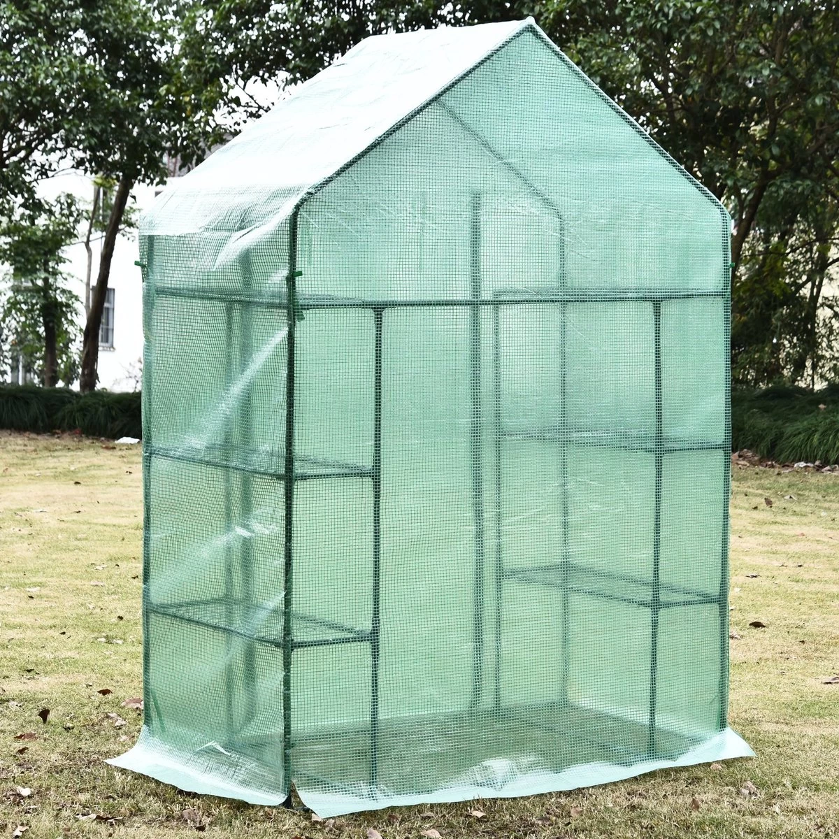 Merkloos Kweekkas - Tuinkas - Foliekas - Folie Kas - Broeikas - Kweektent - Plantenkas - Met Schappen - 143 X 73 X 195 Cm - Groen - Afbeelding 7
