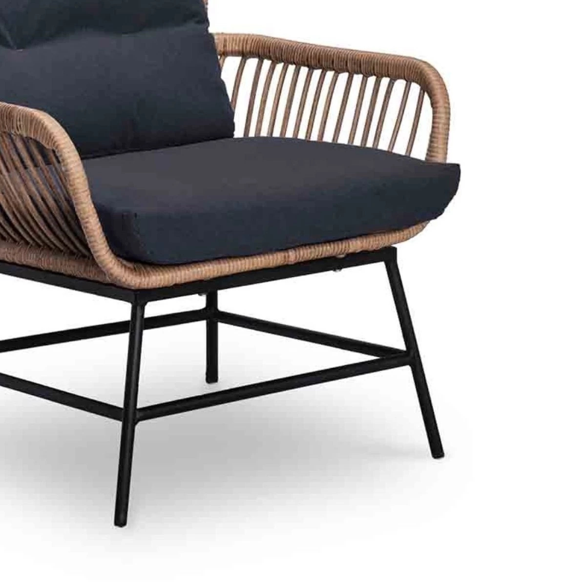 BUITEN Living Dex Wicker Loungestoel Tuin Incl. Wicker Voetenbank | Wicker + Aluminium | Bamboe Antraciet - Afbeelding 12