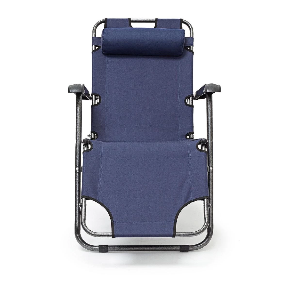 Relaxdays Ligstoel Inklapbaar - Ligbed Met Hoofdsteun - Strandstoel Verstelbaar - Camping - Donkerblauwe - Afbeelding 8