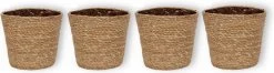 WL Plants - Maki Naturel - Set Van 4 - Plantenmand - Plantenmand Binnen - Bloempot - Plantenhouder - Bloempotten Voor Binnen - Gemaakt Van Riet - 11cm Hoog - 12cm Diameter
