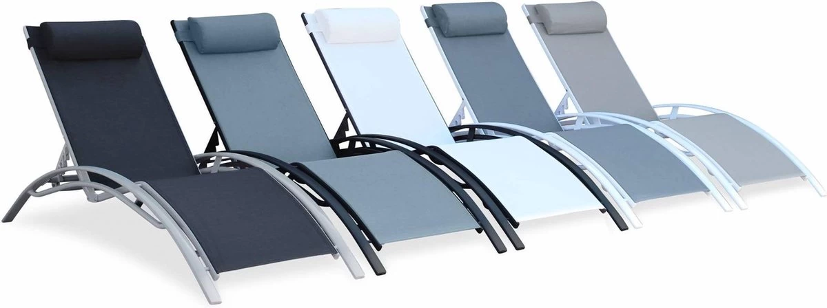 Alice's Garden Louisa Ligstoelen - Aluminium/Textileen - 1,67 M - Antraciet/Grijs - Afbeelding 3