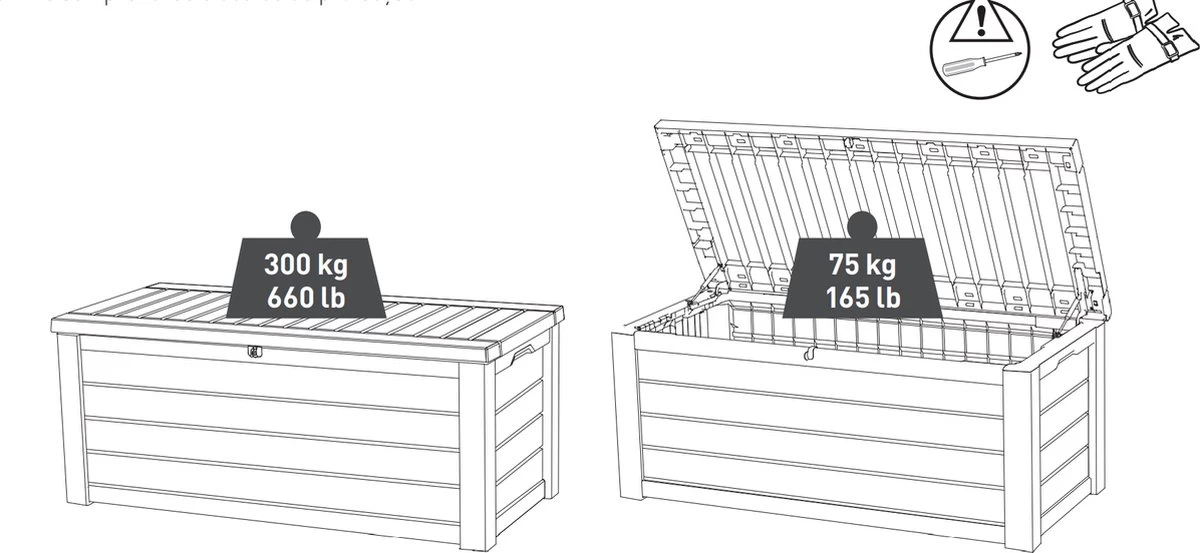 Keter Westwood Opbergbox - 570 L - 155x72.4x64.4 Cm - Grafiet - Afbeelding 2