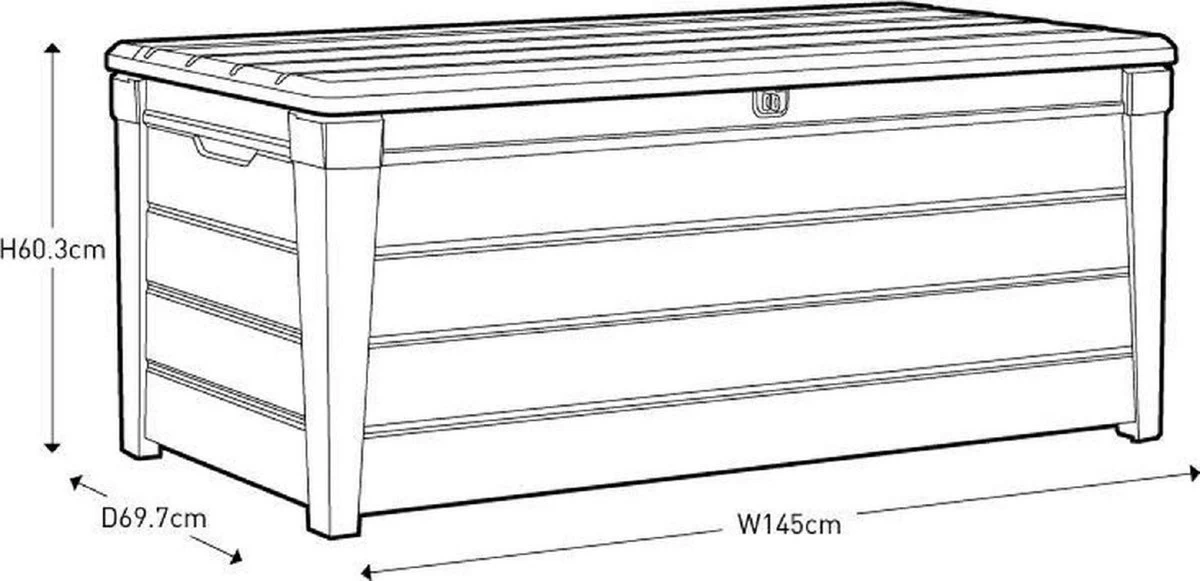 Keter Brushwood Opbergbox - Kussenbox - 455L - 145x69,7x60,3cm - Taupe - Afbeelding 3