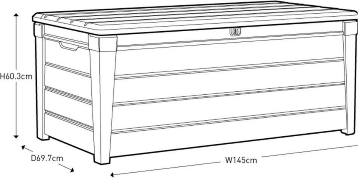 Keter Brightwood Opbergbox - 455L - 145x69,7x60,3 Cm - Grafiet - Afbeelding 11