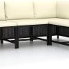 VidaXL 4-delige Loungeset Met Kussens Poly Rattan Zwart