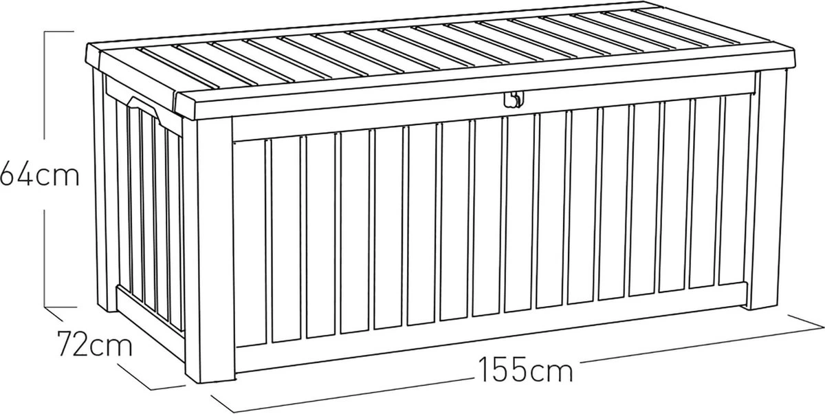 Keter Rockwood Opbergbox - 570L - 155x72,4x64,4cm - Grafiet - Afbeelding 12
